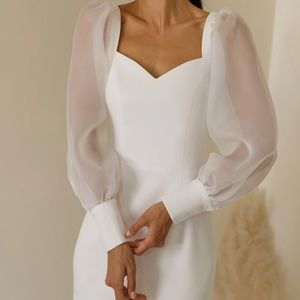 Puff-sleeve bodycon dress